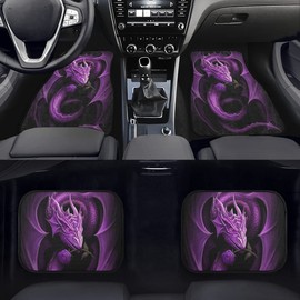 KEIAHUAN Purple Dragon Car Floor Mats for Women Men Gift Full Set of Front & Rear Anti-Slip Foot Mat All Weather Universal Fit for Auto Cars Sedan SUV Automotive Interior