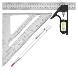 2 Pcs Square Ruler Tool Set, Combination Rulers and Triangle Ruler Carpenters Square, Woodworking Set Squares Tool with Marking Pen for Accurate Measurements