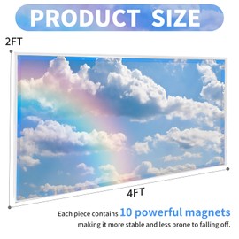 Torixqi 8 Pcs Fluorescent Light Covers for Ceiling Lights Classroom, Magnetic Light Filters, Fluorescent Light Diffuser Covers for Office, Hospitals, Home 4 x 2 Feet (rainbow)