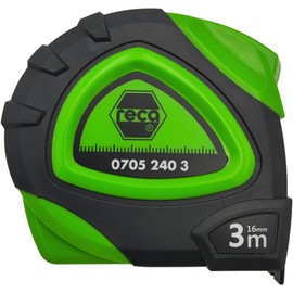 RECA 5 Stück Profi Rollbandmaß 3 m x 16 mm – 5x Bandmaß Nylonband mit vertikaler Rückseite, Gürtelclip, automatischem Einzug & schlagfestem 2K-Gehäuse