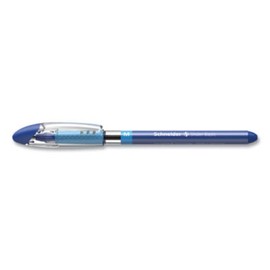 0.8mm Schneider Slider Stick Ballpoint Pen Blue & Silver Barrel - Pack of 10