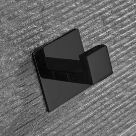 Celbon Stainless Steel Bathroom Towel Hook Self Adhesive Robe Coat Hook in Bathroom,No Screw Need and Black Finish …