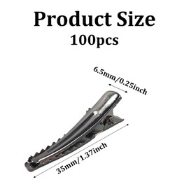 Runseaway 100Pcs 35MM Alligator Hair Clips, Silver Metal Hair Pins for Bows Making, Crocodile Clips Single Prong Hairpins for Hair Care, DIY Crafts, and Arts Projects