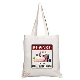 Coralgraph Inc TB934 Beware of the Hotel Receptionist Novelty Present Gift Printed Eco-Friendly Stylish Long Handled Tote Shoulder Bag