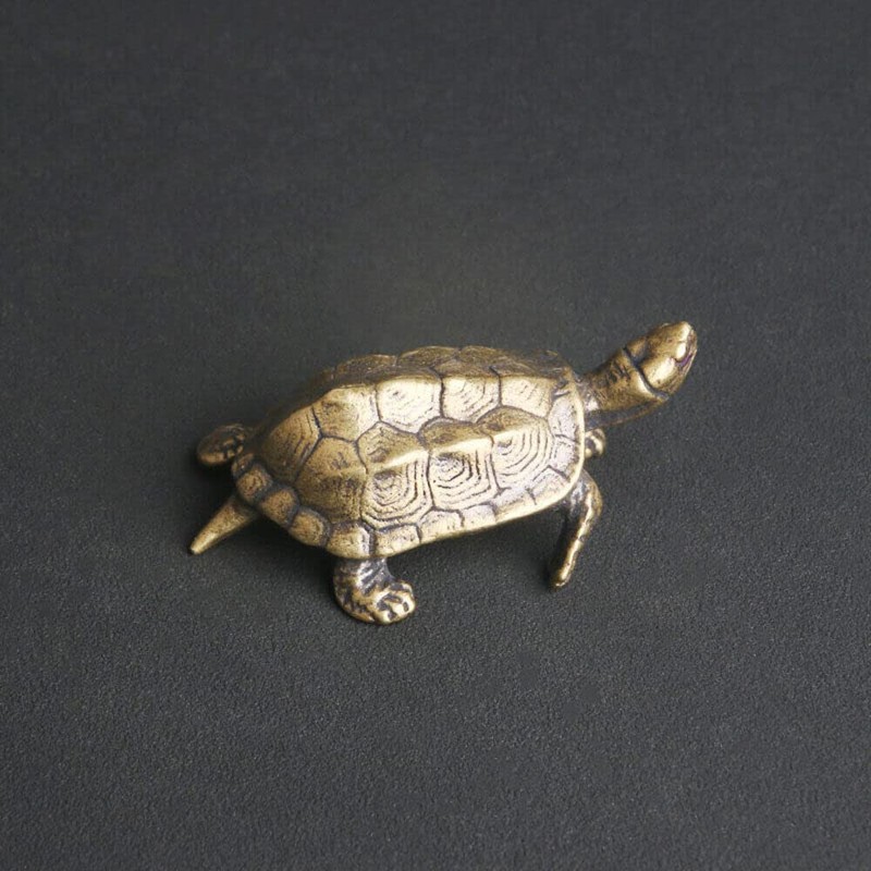 TEAMWILL 1PC Brass Vintage Turtle Figurine Statue Home Ornaments Animal