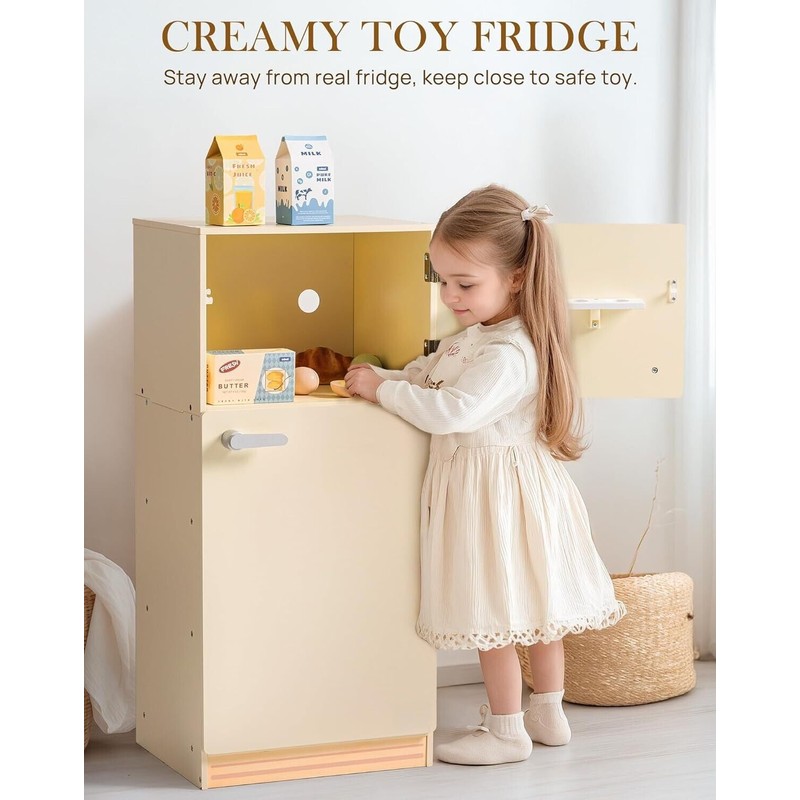 Robud Kids Play Fridge Realistic Refrigerator with Food Children Pretend