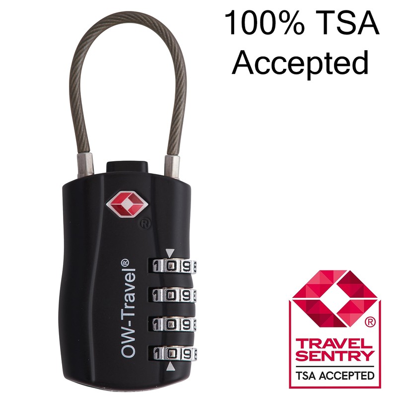 TSA Approved Luggage Locks (Black 2 Pack) OW-Travel 4 Digit