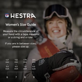 Hestra Womens Extra Warm Ski Gloves: Heli Leather Winter Cold Weather Powder Mitten, Black/Off White, 7