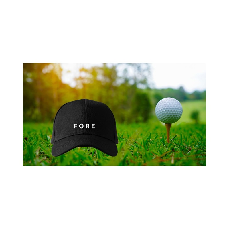 Fore Golf Hat, Black Baseball Cap, Adjustable Snapback, Lightweight Polyester
