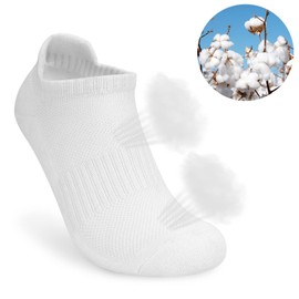 ouhos 5 Pairs Mens Black White Trainer Running Ankle Socks Anti Blister Thick Warm Sports Walking Work Cotton Socks for Men Size 9-12 uk Cushioned Non Slip Support Athletic Socks