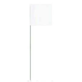 Swanson Tool Co FW15100 2.5-Inch by 3.5-Inch Marking Flags with 15-Inch Wire Staffs, White, 100-Pack