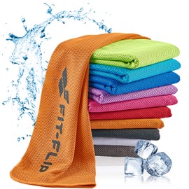 Fit-Flip Cooling Towel - Cooling Towel and Microfibre Cooling Towel - Cooling Sports Towel - Airflip Towel for Fitness and Sports - Ice Towel Cooling Towel (Orange, 120 x 35 cm)