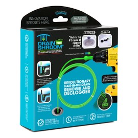 DrainShroom Toss-Disposable Hair Clog Remover, 24 inch Reach, 8 Pack, for Bathroom Drain Snake, Green