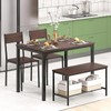 DlandHome 4 Person Dining Table Set, Dining Table with 2