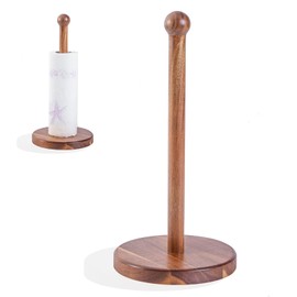ChefOle Paper Towel Holder 14" Rustic Wooden Paper Towel Holder Wooden Kitchen Roll Holder Acacia Wood Paper Towel Holder for Kitchen Roll Organize Countertop Roll Dispenser with Weighted Base