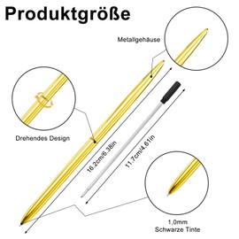SHAIDOJIO Pack of 24 Metal Ballpoint Pens, 1.0 mm Black Ballpoint Pen with 24 Refills, Rotation Black Ink Pen, Slim Ballpoint Pen for Business, Wedding, Office (Gold)