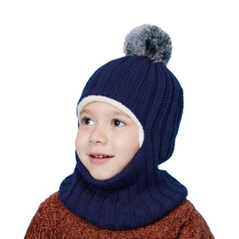 Baby Winter Hat Scarf Mitten Set, Unisex Infant Toddler Kids Hat Scarf (Navy-C, 2-5T)