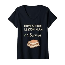 Womens Homeschool Mom Mama Bear Homeschooling Gift Teacher Mom V-Neck T-Shirt