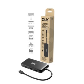 Club3D CSV-2551 8-1 Portable USB Type-C® Dock 10 Gbit/s to HDMI™ and DisplayPort™ 8K30Hz PD Max.100 Watt