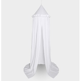 MAMERIA Kids Bed Canopy with Frills Cotton Mosquito Net for Baby Crib Reading Nook Curtain Hideaway Hanging Round Tent Nursery Bedding Play Room Decor (White)