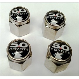 Compatible with Ford Mustang Coyote 5.0 Shelby GT Valve Stem Caps (Chrome - Black Coyote)