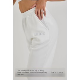 Six Stories Bride Statement Sweatpants for the Chic Newlywed | Comfy & Soft Embroidered Joggers for Bridal Shower & Bachelorette Party | Lounge Pants Perfect as Honeymoon or Wedding Gift | X-Large