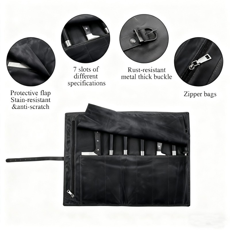 YLZZMDQSZ Leather Chef Knife Roll Bag, Knife Bags for Chefs