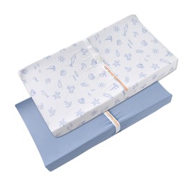 TADO MUSLIN Changing Pad Cover for Baby Girls Boys - 100% Organic Cotton Muslin Changing Pad Sheets with Secure 360° Elastic Fit, Ultra-Soft for Delicate Skin, 2 Pack