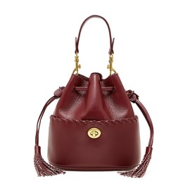 MFFOR Women's Shoulder Bag, 2-Way, Genuine Leather, Inner Bag Included, Bucket Type, 2 Belts, Bottom Studs, Large Capacity, Small, Shoulder Bag, Handheld, Crossbody Hanging, Simple, Casual, Stylish