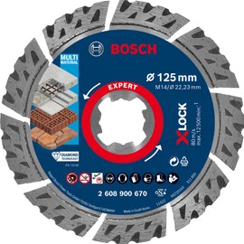 Bosch 1x EXPERT MultiMaterial X-LOCK Diamond Cutting Disc (for Concrete, Reinforced concrete, Ø 125 mm, Professional Accessory Small Angle Grinder)