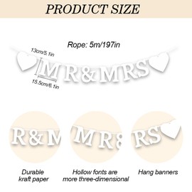 GIDWRIY Mr and Mrs Garland Wedding, Mr and Mrs Banner Decoration, Bunting Wedding Garland, Wedding Decoration, Wedding Banner, Vintage Wedding Decoration, Registry Office for Decoration, Wedding