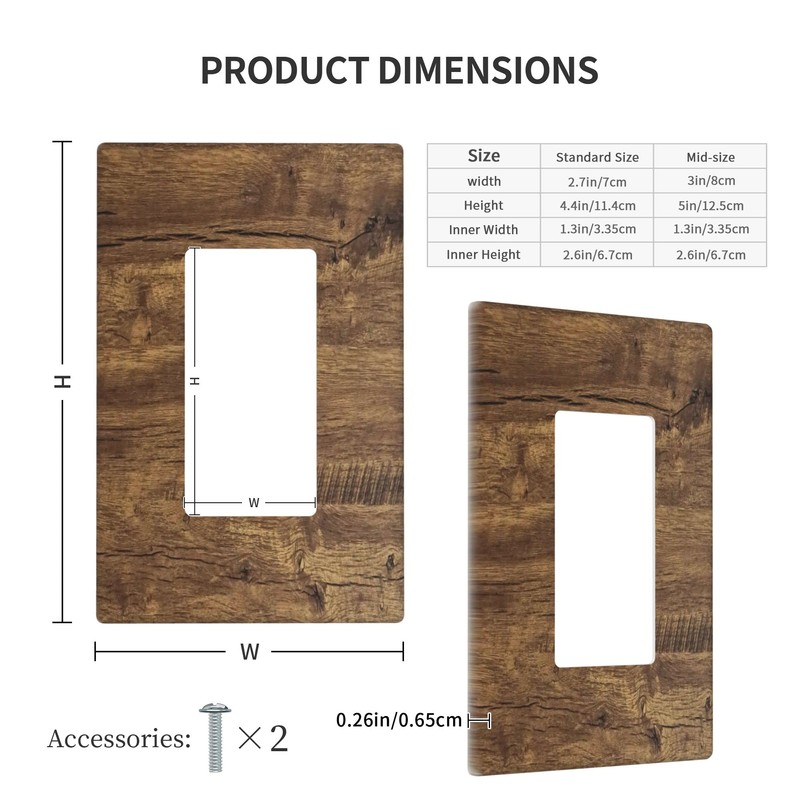 Rustic Farmhouse Decorative Light Switch Cover Plate 1 Gang Rocker