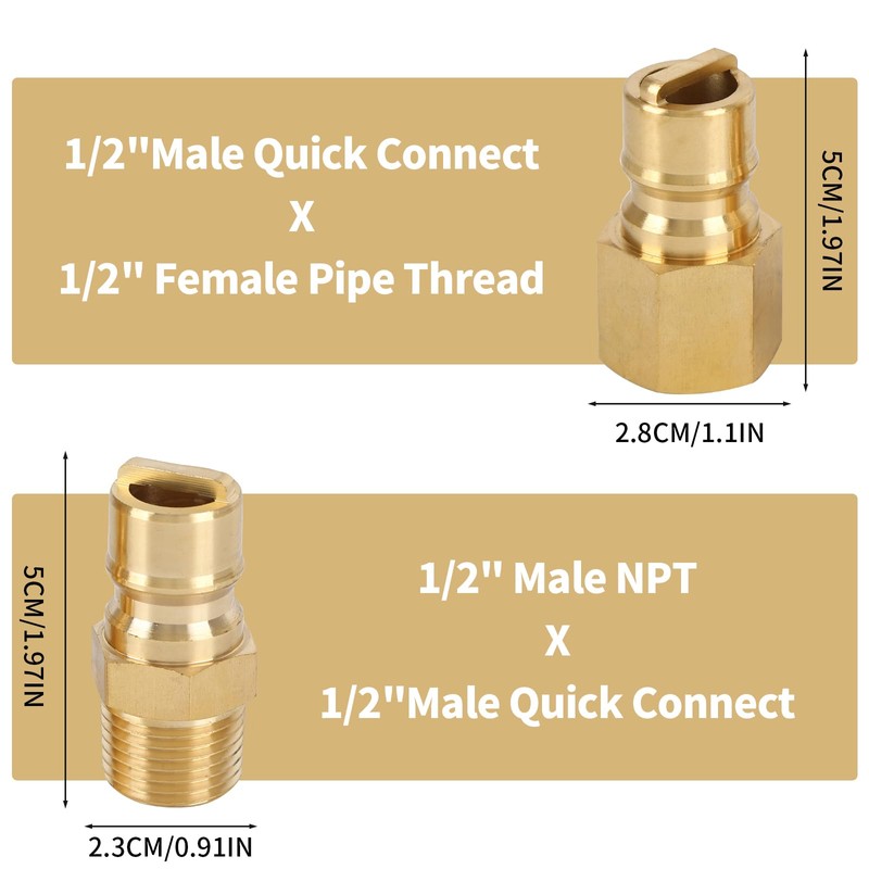 1/2 Inch QDD LP Natural Gas Quick Connect Fittings Kit,
