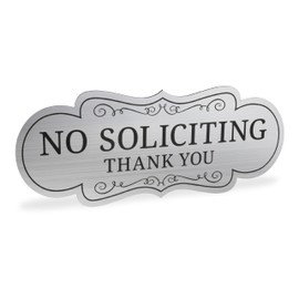 ExcelMark Premium No Soliciting Sign for House - Made in the USA (Small - 2"x 5", Brushed Silver with Black Letters)
