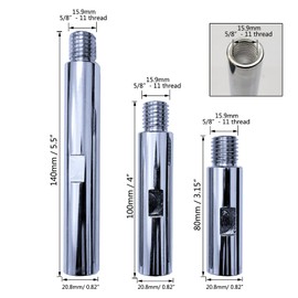3 Pcs 5/8"-11 Thread Extension Rod Shaft Polishing Tool for 5/8"-11 Thread Water Grinder Polishing Machine Grinder Car Polishing 80mm 100mm 140mm Set