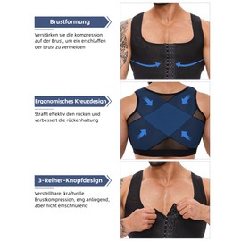 MISS MOLY Shapewear Men's Chest Binder Men's Sleeveless Binder Trans Tight Compression Corset Men Elastic Tummy Control Undershirt Figure Shaping Body Shaper Vest, black