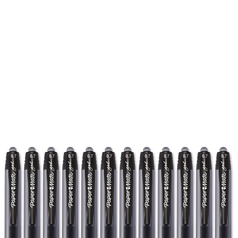Paper Mate Gel Pens, Medium (0.7mm), Black, 12 Count