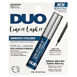 Duo Line It Lash It Lash Glue Liner – Metallic Blue, 2-in-1 Eyeliner & Eyelash Adhesive for Strip & Cluster Lashes, 0.12 Oz