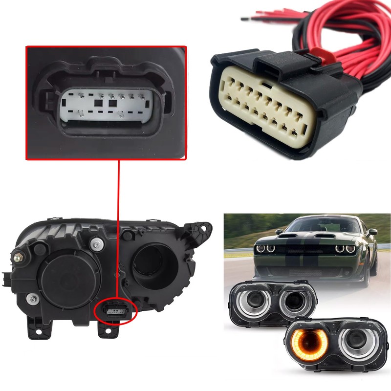 Micarun 16 Pin 16 Wire Halogen Headlight Wiring Harness Connector