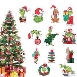 36 PCS Christmas Tree Decorations, Grinch Christmas Decorations, Christmas Tree Ornaments - Cute Wooden Hanging Ornaments for Christmas Tree, Christmas Tree Grinchs Wood Ornaments for Winter Holiday