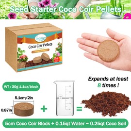 Legigo 50 Pcs 50mm Coco Coir Pellets Seed Starter Soil Mix- Organic Coconut Coir Potting Soil Pods for Seedling, Coco Peat Soil Discs for Indoor & Outdoor Plants Bonsai Herbs Vegetables and Flowers