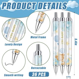 EYNDYN 145 Pieces Baby Shower Gifts for Guest Baby Shower Ballpoint Pens and Keychains Favors Bulk Retractable Baby Shower Pens Gender Reveal Greeting Cards Souvenirs Prizes (Blue Bear)