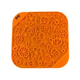 ANCESTRAL HUNTER Lick Mat for Cats and Dogs, Pet Enrichment Cute Lick Mats with Suction Cups for Dog Anxiety Relief, Cat Lick Pad Prevent Boredom, Dog Treat Mat for Bathing Grooming (Orange)
