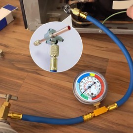 Air Conditioner Recharge Kit, AC Refill Kit, Hose Piercing Valve Gauge Can Tap Set for Home Garage Maintenance Seasonal Upkeep Commercial Automotive Workshop