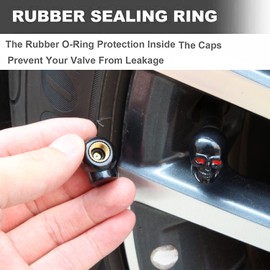 Dsycar Tapones de válvula de neumático negros, paquete de 10 tapas de válvula estilo calavera, tapas de neumático de revestimiento de cobre antiestrés, universales para coches, SUV, bicicletas, camiones y motocicletas, color negro