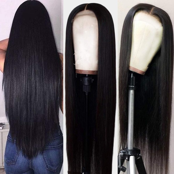 Hermosa 13x4 Lace Front Human Hair Wigs Pre Plucked 220% 9A Brazilian Straight Human Hair Lace Front Wigs with Baby Hair for Women Natural Hairline Natural Color 16 inch