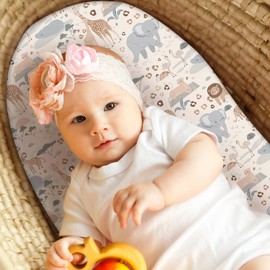 Unnivoll Moses Basket Sheets 81 x 41 cm Fitted Super Soft & Breathable Toddler Crib Baby Bassinet Sheet 3 Pack Apricot Green Gray Elephant