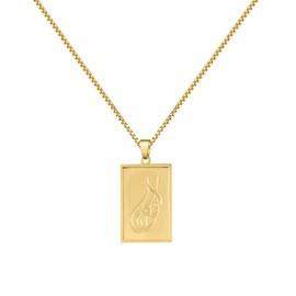 Leaocean Islamic Necklace - Tawakkul Written 18K Gold Plated Silver Pendant Tawakkul (Trust) Necklace Arabic Tawakkul Necklace Trust in God 18kt Gold Plated for Women Men (Gold)
