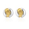 Two-Tone Statement Stud Earrings, Silver and Gold Circle Design, Modern