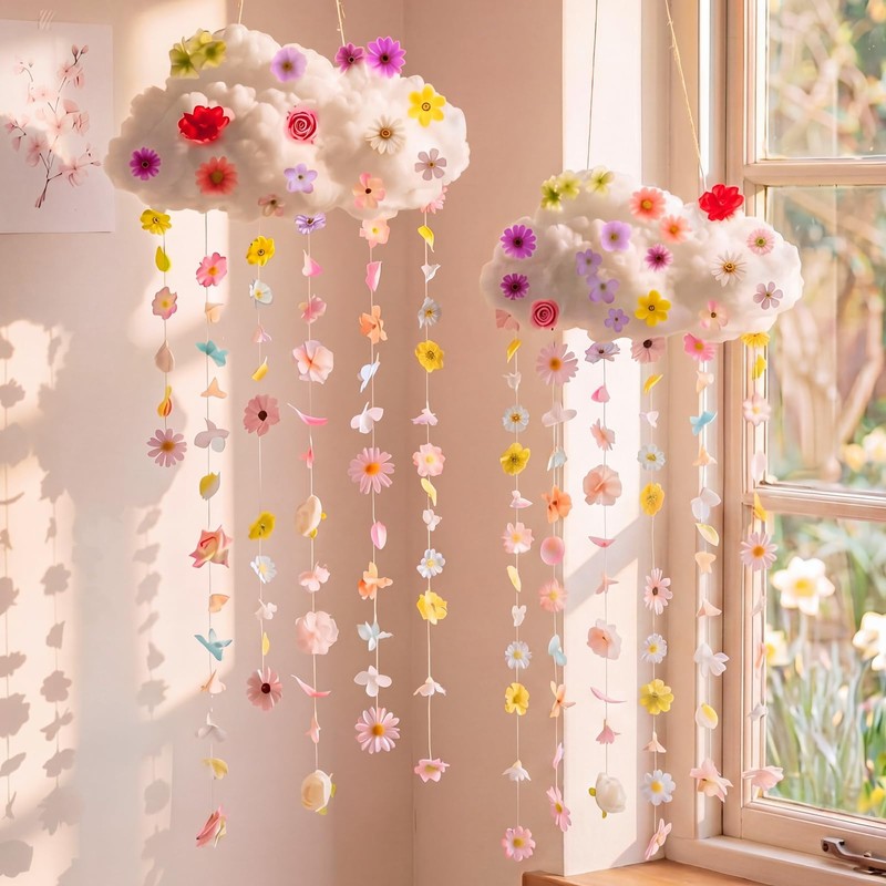 Wettarn 2 Sets 3D Hanging Cloud Decorations with Artificial Floating